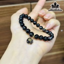 Vòng Tay Túi Tiền Đá Thạch Anh Tóc Đen Đường Kính Hạt 7,7 (mm)