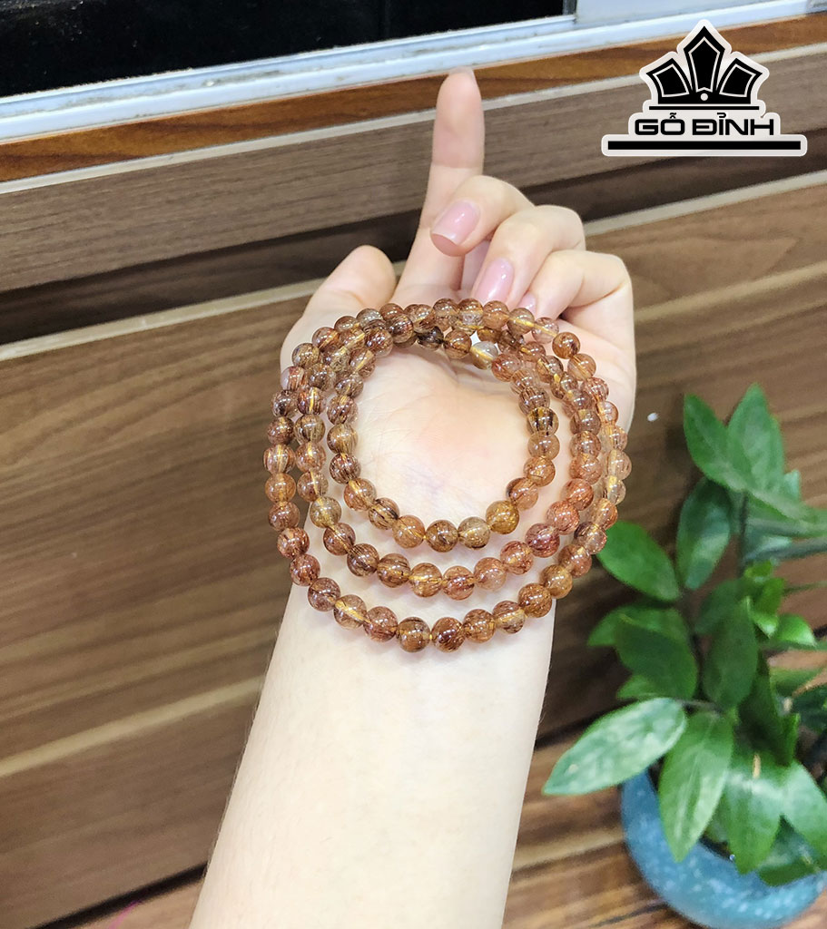 Chuỗi Đá Thạch Anh Tóc Nâu Đường Kính Hạt 6,7 (mm)