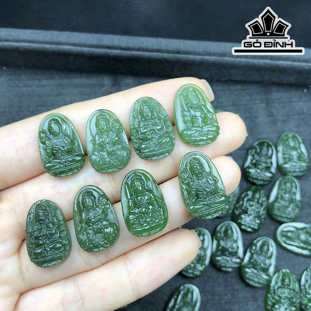 Mặt Dây Chuyền Phật Bản Mệnh Đá Ngọc Bích (Nephrite Jade) Cao 2 (cm)