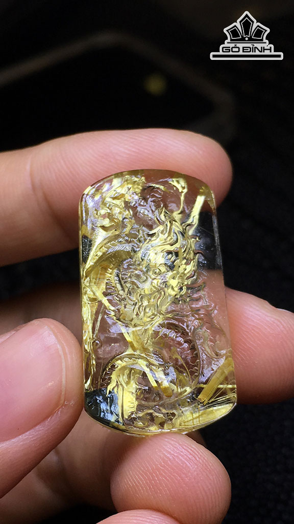 Mặt Dây Chuyền Đá Thạch Anh Tóc Vàng Cao 30,5 Ngang 16,3 Sâu 8,7 (mm) 8,1gr