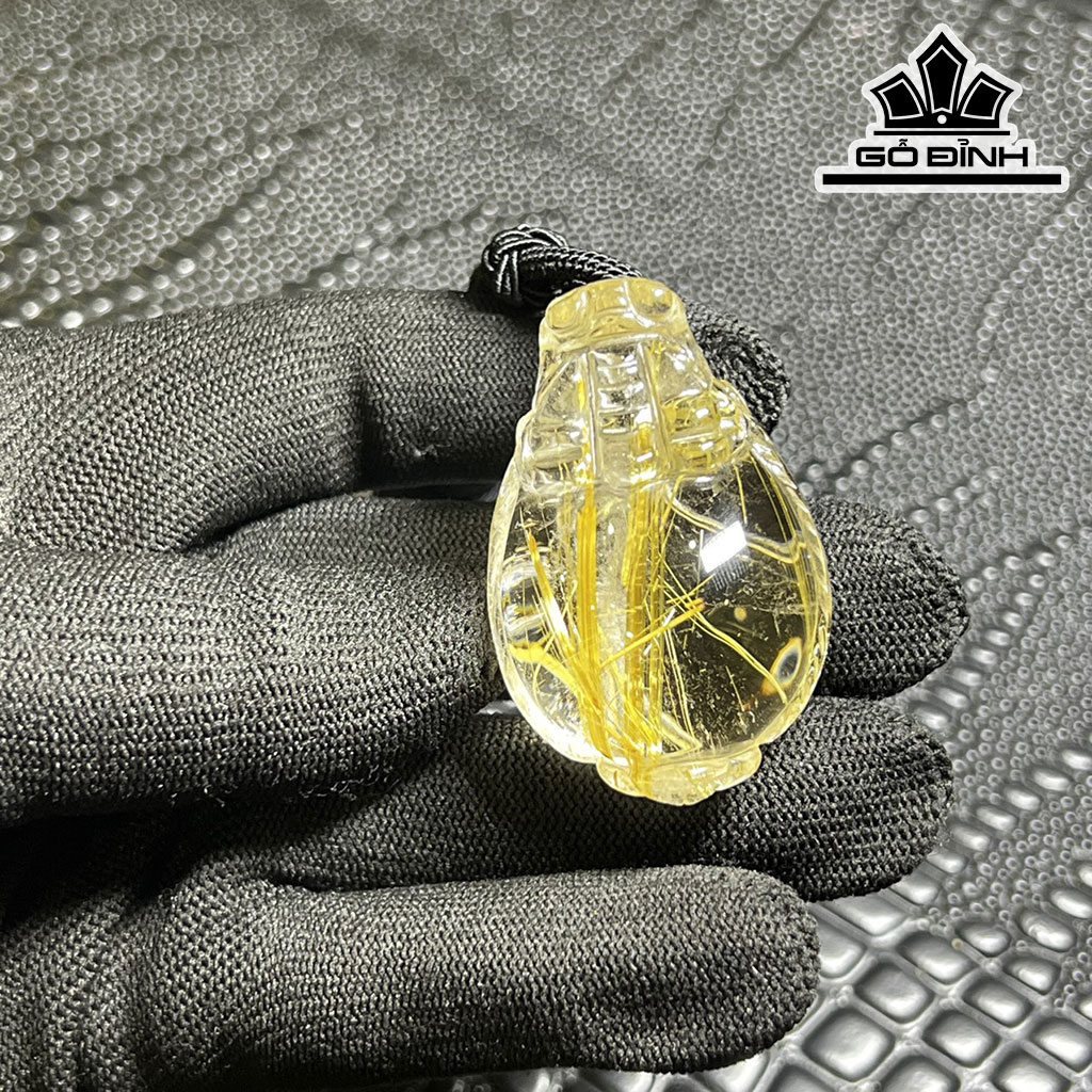 Mặt Dây Chuyền Long Quy Đá Thạch Anh Tóc Vàng Cao 46 Ngang 30,3 Sâu 21,5 (mm) 30gr