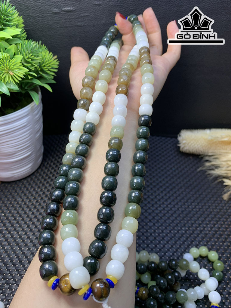 Chuỗi Đá Ngọc Bích (Nephrite Jade) Đường Kính Hạt 9,8 (mm)