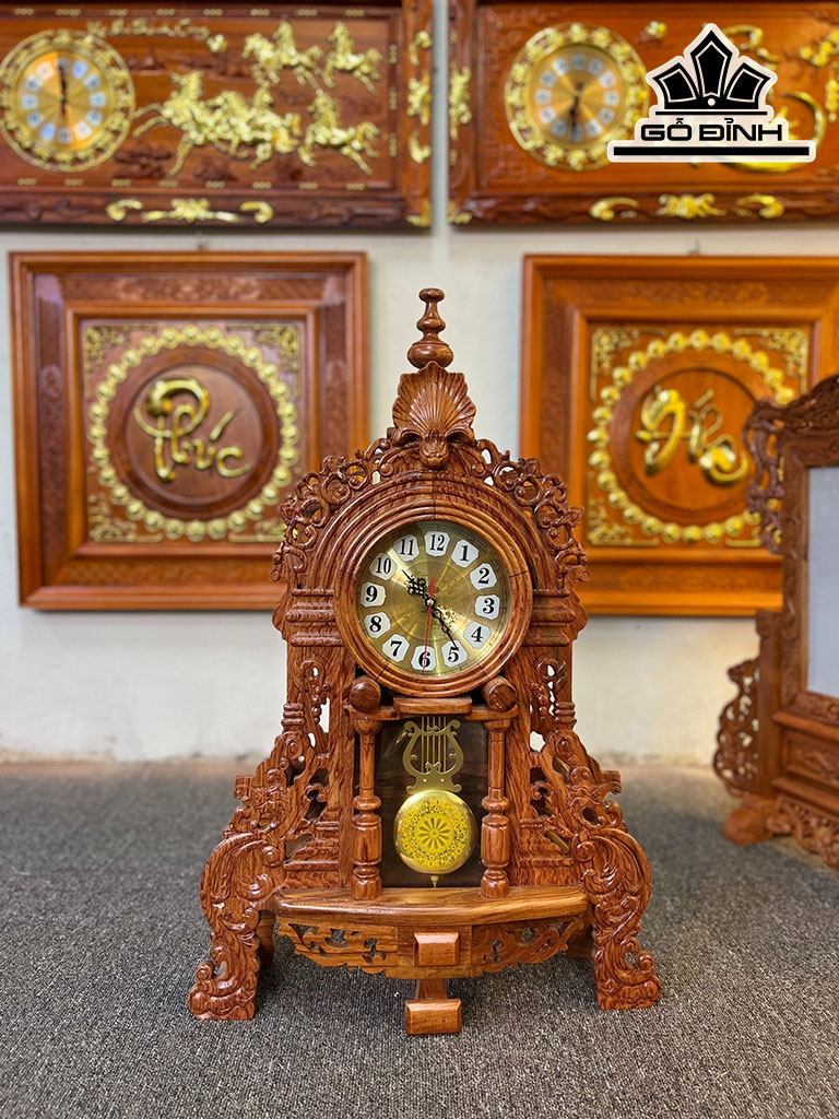 Đồng Hồ Để Bàn Gỗ Hương Cao 68 Ngang 45 Sâu 15 (cm)
