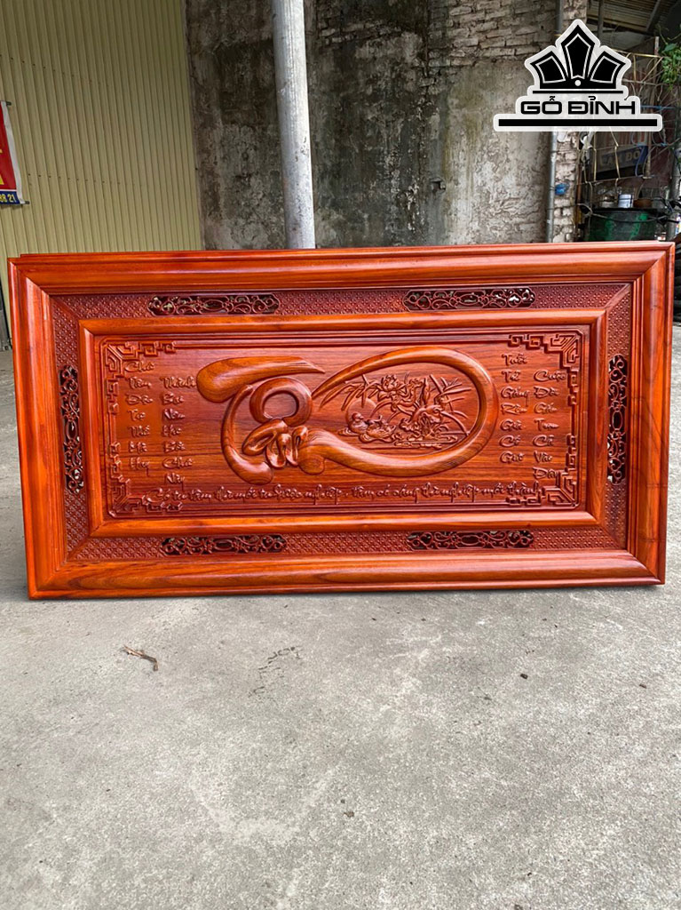 Tranh Chữ Tâm Gỗ Hương Cao 67 Ngang 127 (cm)
