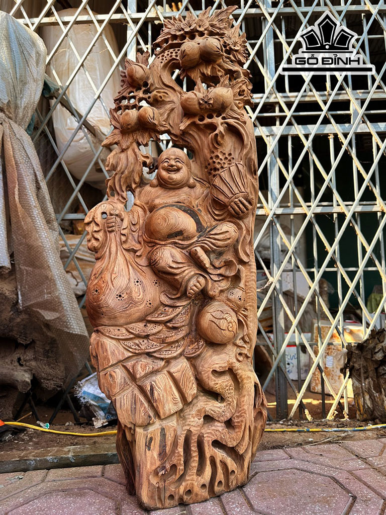 Tượng Phật Di Lặc Gỗ Ngọc Am Cao 103 Ngang 37 Sâu 20 (cm)