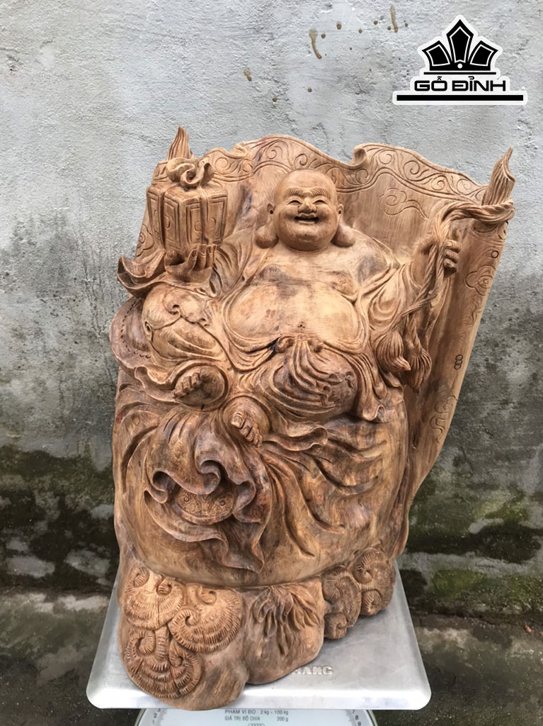 Tượng Phật Di Lặc Gỗ Ngọc Am Cao 46 Ngang 38 Sâu 30 (cm)