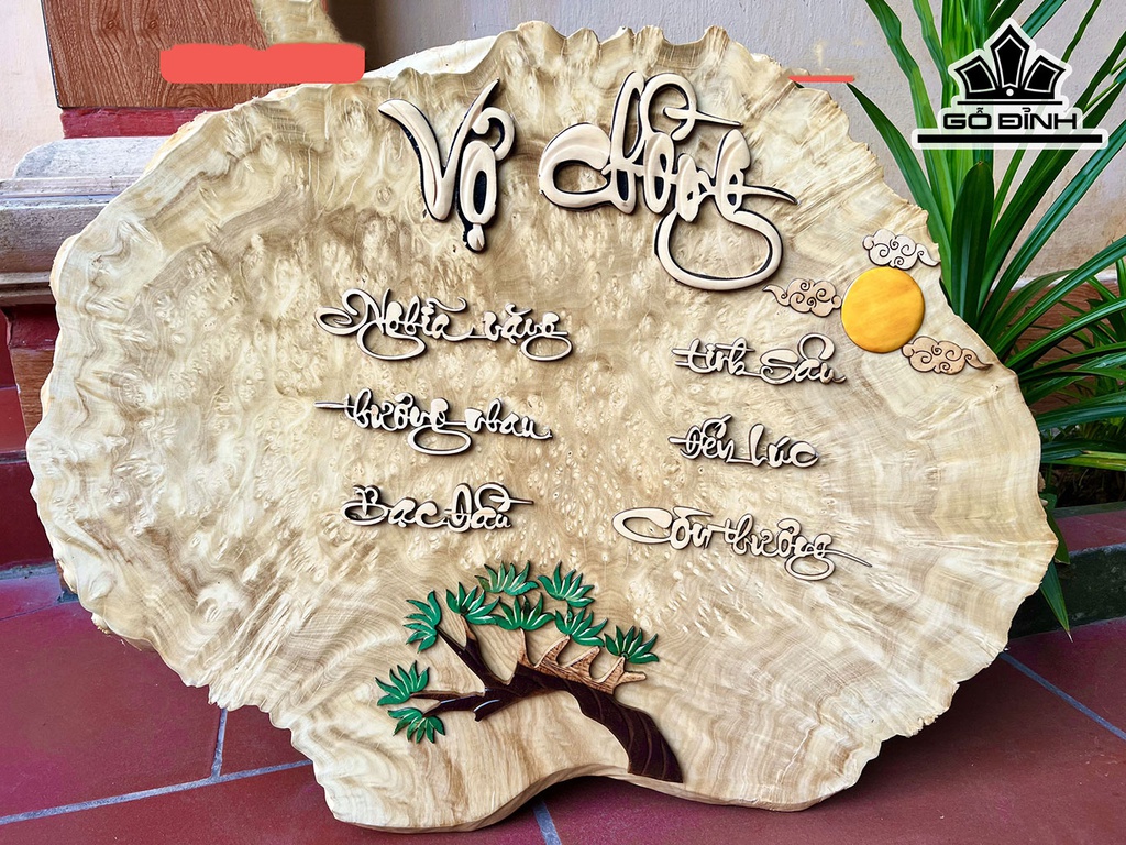 Tranh Vợ Chồng Gỗ Nu Nghiến Cao 59 Ngang 74 Sâu 2,5 (cm)