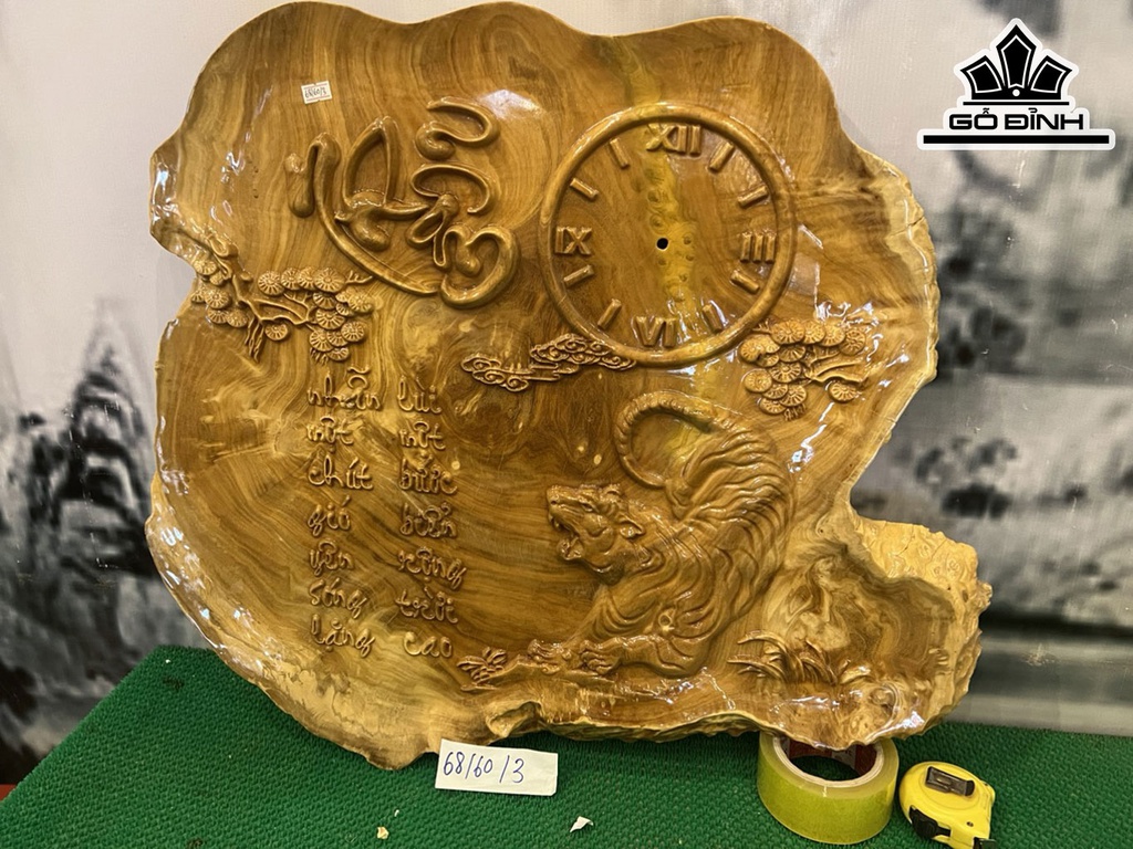 Tranh Chữ Nhẫn Gỗ Nu Nghiến Cao 60 Ngang 68 Sâu 3 (cm)