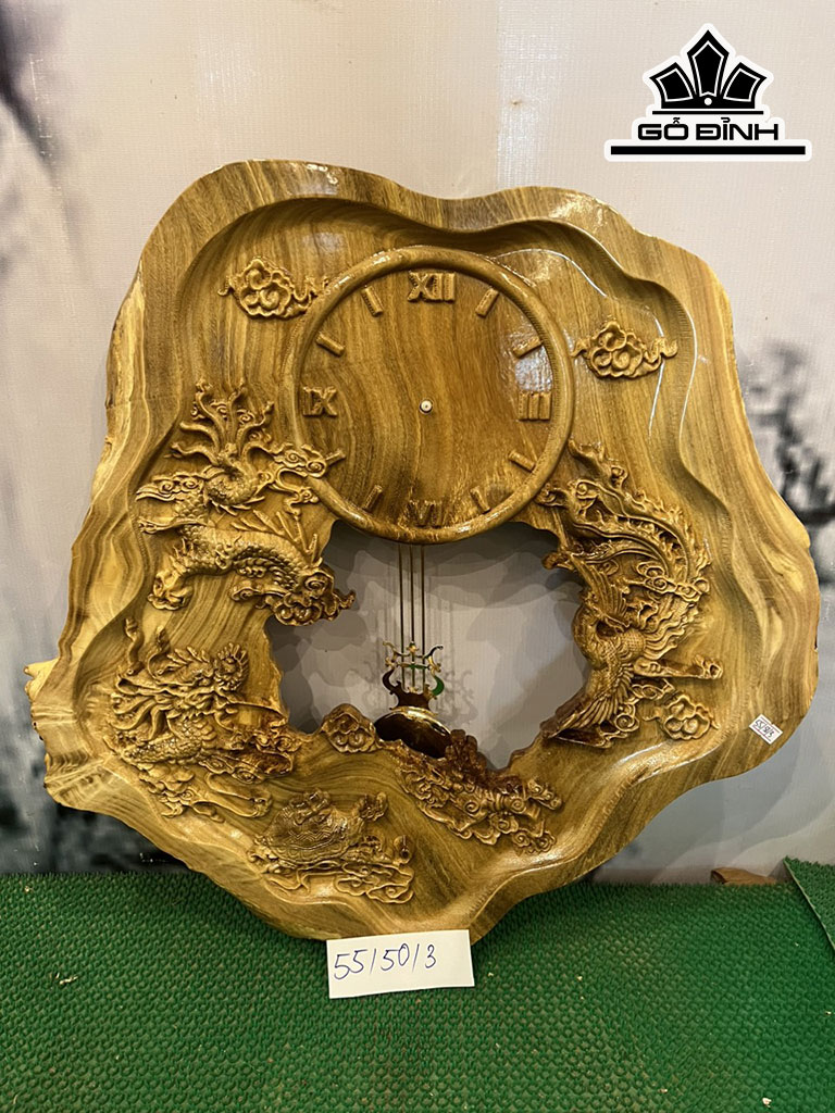 Tranh Đồng Hồ Gỗ Nu Nghiến Cao 50 Ngang 55 Sâu 3 (cm)
