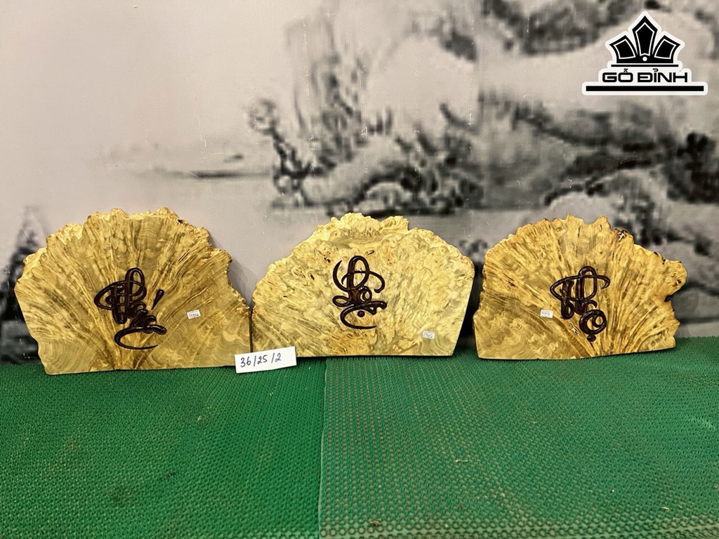 Tranh Phúc Lộc Thọ Gỗ Nu Nghiến Cao 25 Ngang 36 Sâu 2 (cm)