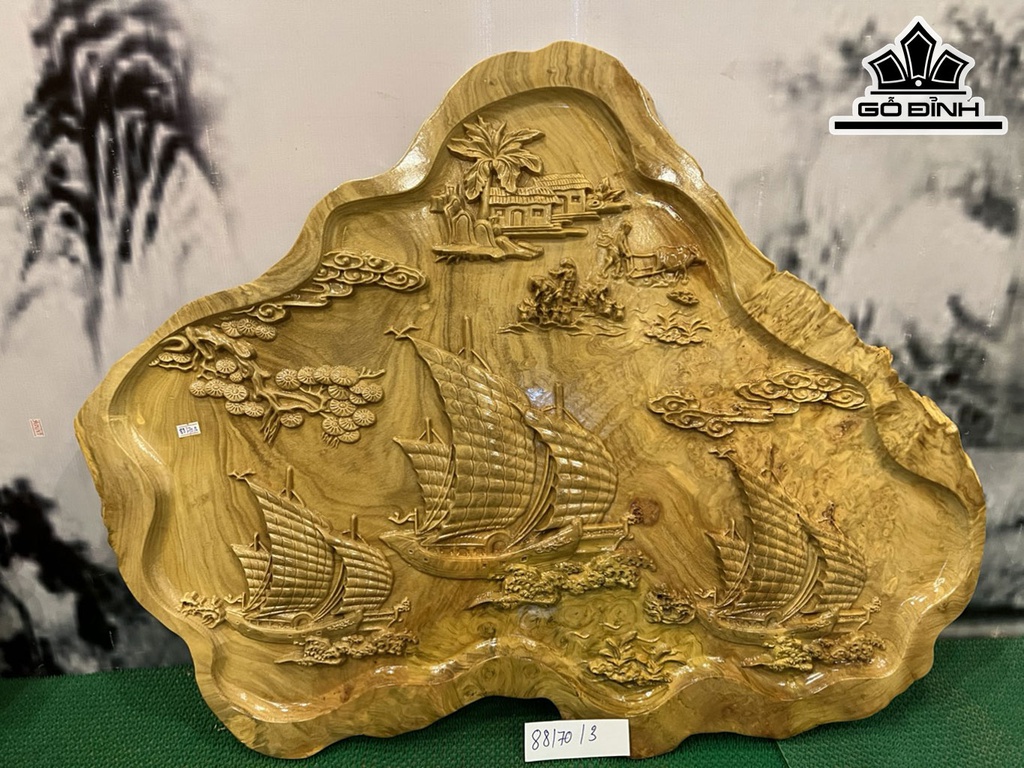 Tranh Thuận Buồm Xuôi Gió Gỗ Nu Nghiến Cao 70 Ngang 88 Sâu 3 (cm)