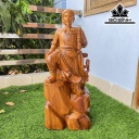 Tượng Trần Quốc Tuấn Gỗ Hương Cao 67 Ngang 27 Sâu 19 (cm)
