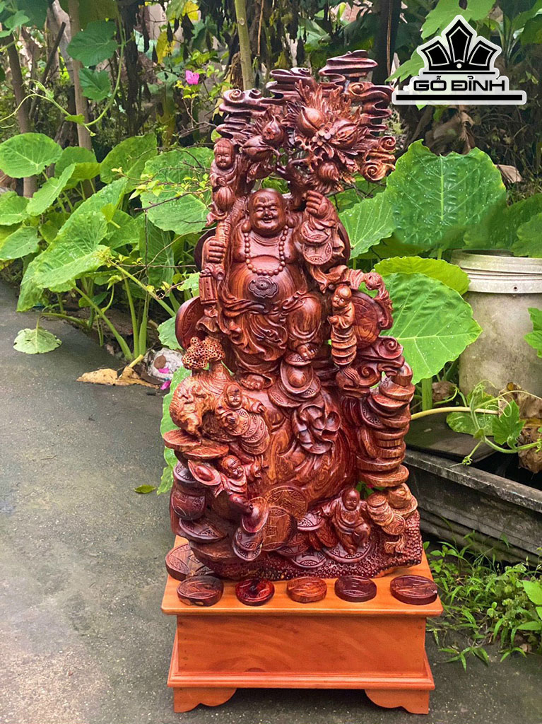 Tượng Phật Di Lặc Gỗ Cẩm Cao 87 Ngang 43 Sâu 31 Cao Cả Kỷ 109 (cm)