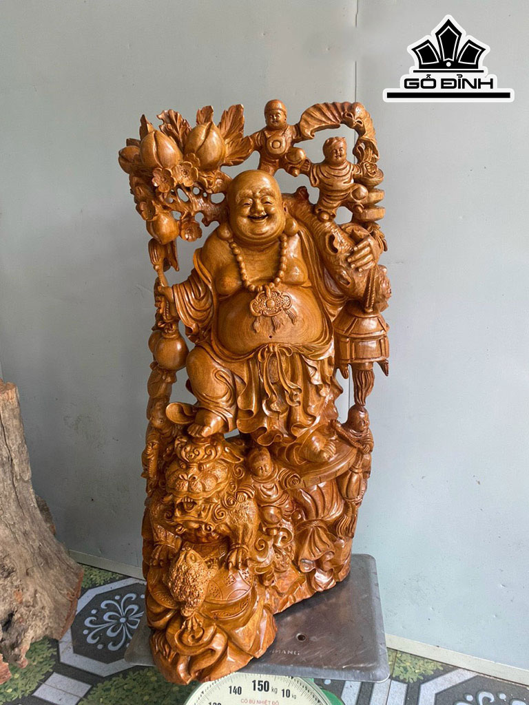 Tượng Phật Di Lặc Gỗ Hương Cao 89 Ngang 47 Sâu 33 (cm)