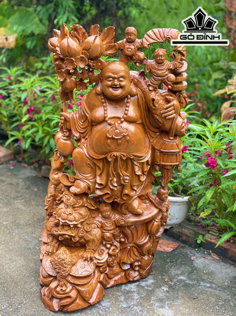 Tượng Phật Di Lặc Ngũ Phúc Gỗ Hương Cao 89 Ngang 47 Sâu 33 (cm)