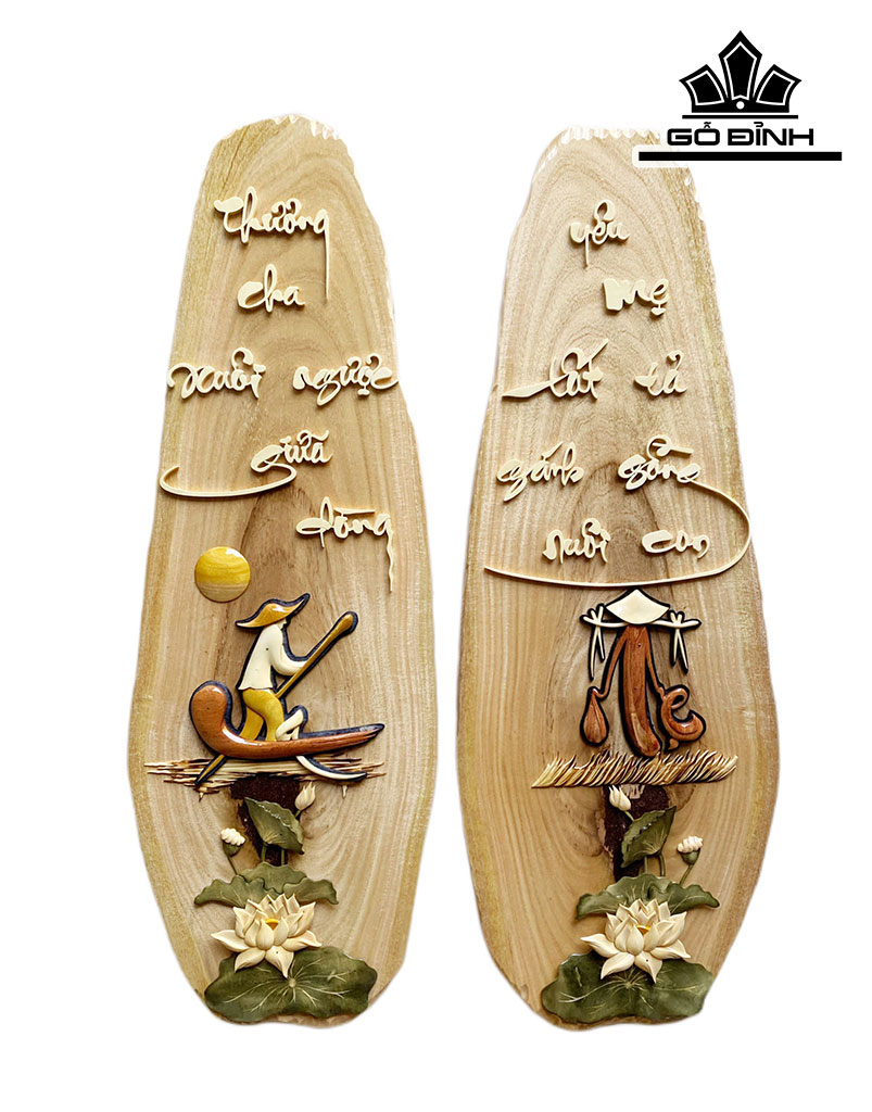 Tranh Chữ Cha Mẹ Gỗ Măn Cao 95 Ngang 33 Sâu 2 (cm)