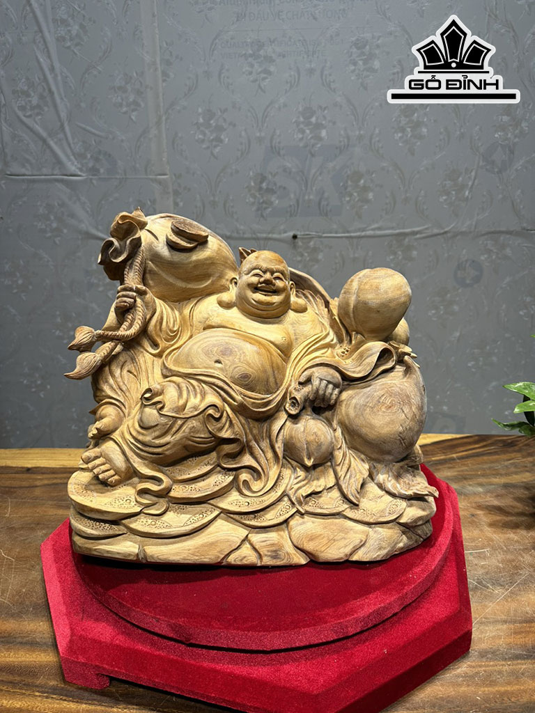 Tượng Phật Di Lặc Gỗ Ngọc Am Cao 38 Ngang 42 Sâu 40 (cm)