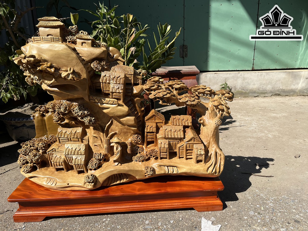 Tượng Tiểu Cảnh Gỗ Xá Xị Cao 72 Ngang 55 Sâu 22 (cm)