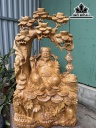 Tượng Thần Tài Gỗ Ngọc Am Cao 63 Ngang 35 Sâu 18 (cm)
