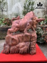 Tượng Bò Tót Gỗ Cẩm Cao 45 Ngang 37 Sâu 22 (cm)