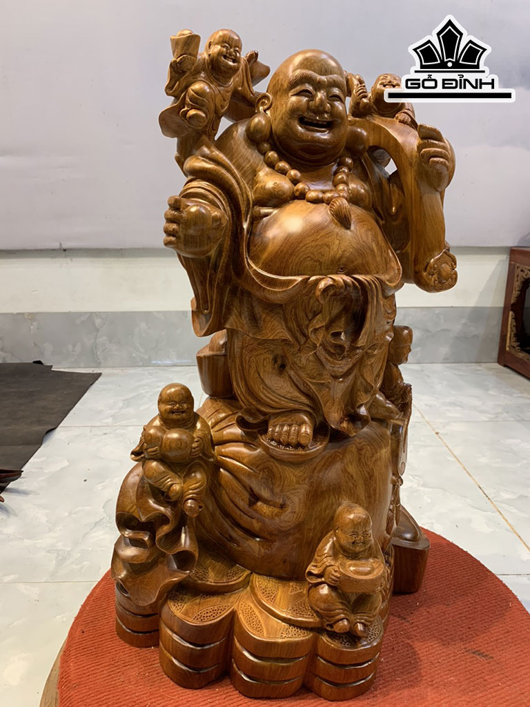 Tượng Phật Di Lặc Ngũ Phúc Gỗ Hương Cao 62 Ngang 37 Sâu 31 (cm)
