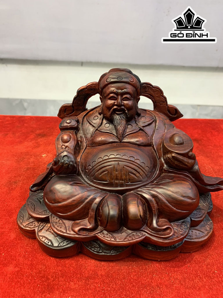 Tượng Thần Tài Gỗ Trắc Ngang 19 Cao 12 Sâu 12 (cm)