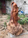 Tượng Ông Thọ Cầm Đào Tiên Gỗ Nu Hương  Cao 47 Rộng 30 Dày 20 (cm)