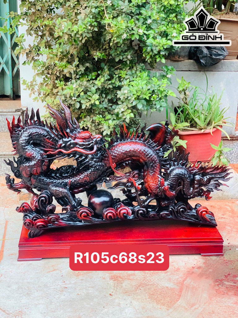 Tượng Nhất Long Gỗ Trắc Cao 68 Ngang 105 Sâu 23 (cm)