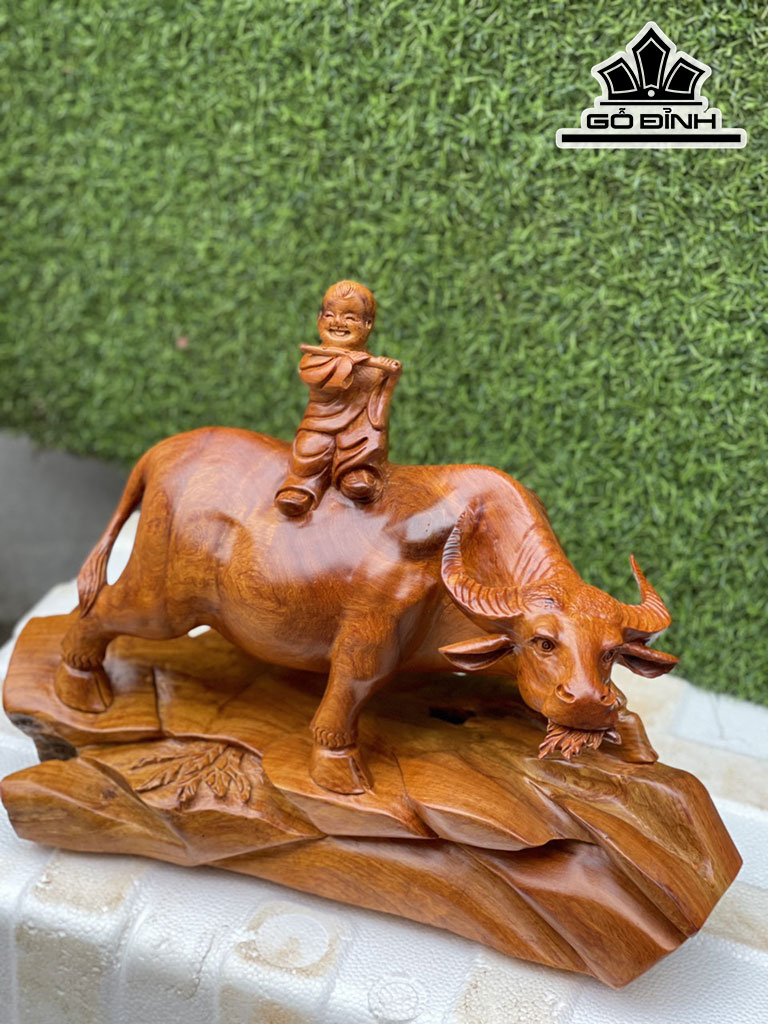 Tiểu Đồng Chăn Trâu Thổi Sáo Gỗ Hương Cao 33 Ngang 45 Sâu 25 (cm)
