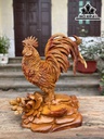 Tượng Gà Trống Gỗ Hương Cao 48 Ngang 40 Sâu 25 (cm)