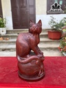 Tượng Mèo Gỗ Tử Đàn Cao 42 Ngang 22 Sâu 20 (cm)