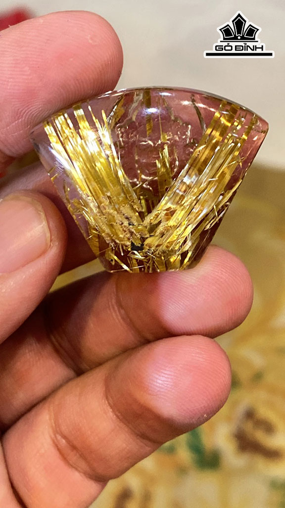 Mặt Dây Chuyền Đá Thạch Anh Tóc Vàng Cao 27 Ngang 34,8 Sâu 10,6 (mm) 13,4gr
