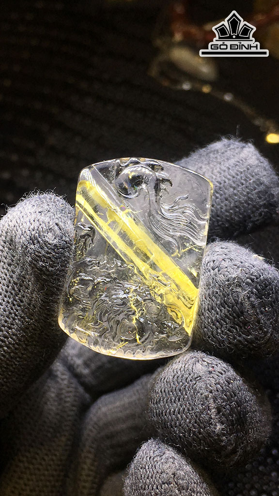 Mặt Dây Chuyền Đá Thạch Anh Tóc Vàng Cao 31,3 Ngang 21 Sâu 6 (mm) 7,5gr