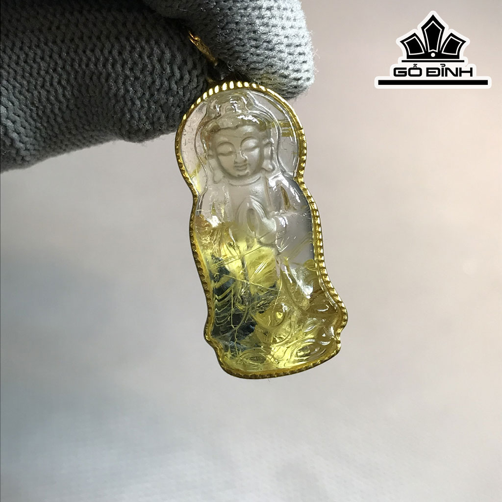 Mặt Dây Chuyền Đá Thạch Anh Tóc Vàng Cao 33,3 Ngang 16,4 Sâu 9,2 (mm) 8,1gr
