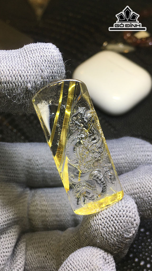 Mặt Dây Chuyền Đá Thạch Anh Tóc Vàng Cao 45,2 Ngang 18,3 Sâu 8,2 (mm) 12,3gr