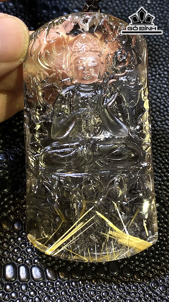 Mặt Dây Chuyền Đá Thạch Anh Tóc Vàng Cao 72,6 Ngang 37,9 Sâu 13 (mm) 73,6gr