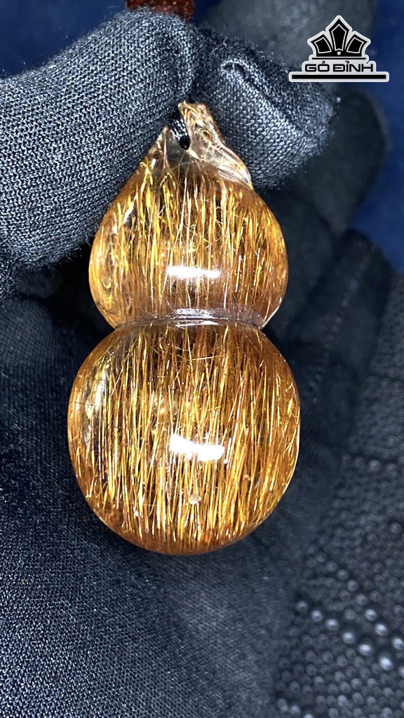 Mặt Dây Chuyền Hồ Lô Đá Thạch Anh Tóc Nâu Cao 49,9 Ngang 24 Sâu 16 (mm) 26,8gr