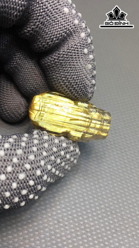 Mặt Dây Chuyền Tỳ Hưu Đá Thạch Anh Tóc Vàng Cao 28,2 Ngang 15,5 Sâu 12,5 (mm) 9,9gr