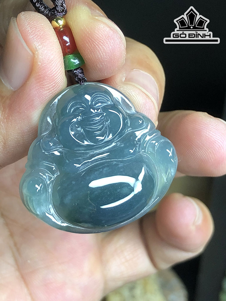 Mặt Dây Di Lặc Đá Ngọc Pakistan Cao 30,6 Ngang 33,3 Sâu 7,9 (mm) 11gr