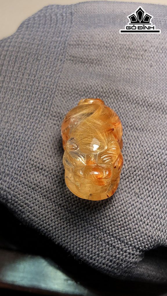 Tỳ Hưu Đá Thạch Anh Tóc Vàng Cao 31,8 Ngang 19 Sâu 15,2 (mm) 15,7gr