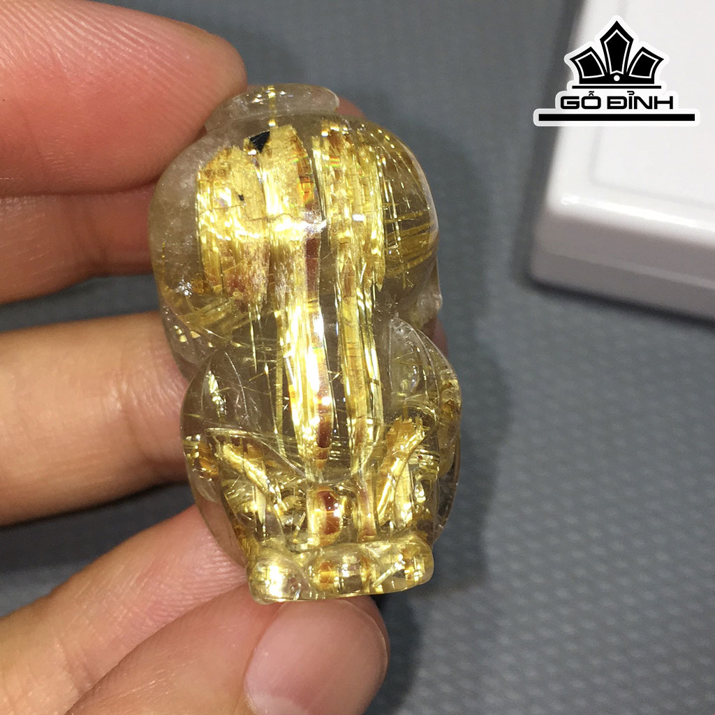 Tỳ Hưu Đá Thạch Anh Tóc Vàng Cao 32,6 Ngang 18,7 Sâu 14,4 (mm) 15,7gr