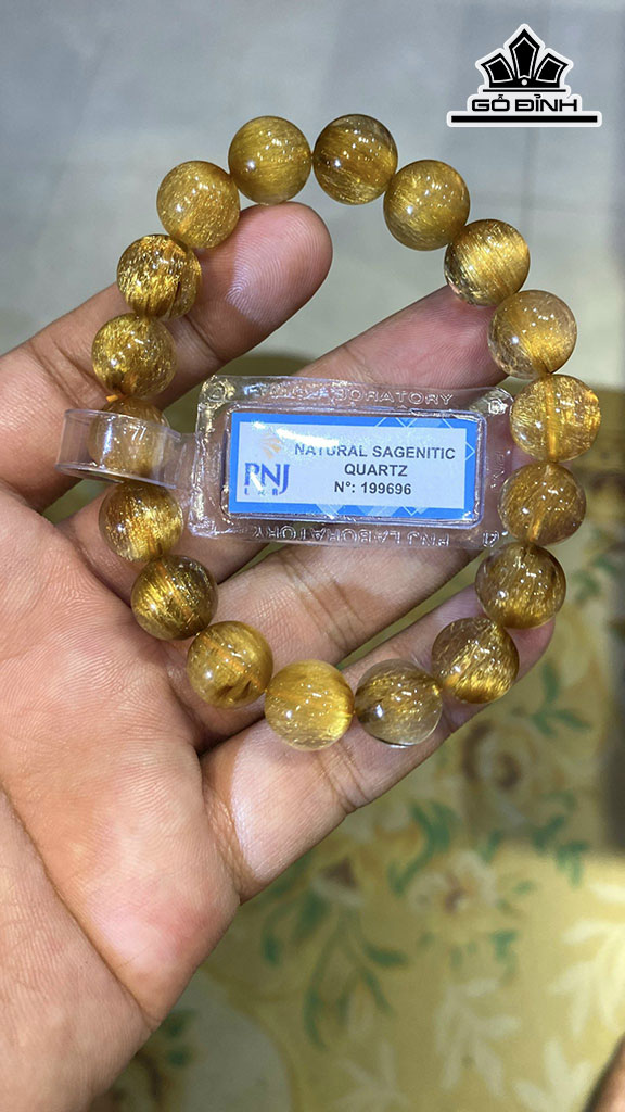 Vòng Tay Đá Thạch Anh Tóc Vàng Đường Kính 11,5 (mm) 40gr