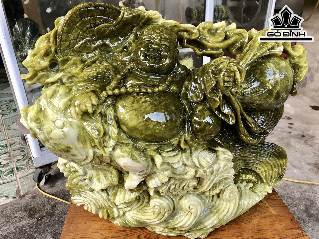 Tượng Di Lạc Đá Serpentine Cao 36 Ngang 48 Sâu 12 (cm) 18kg