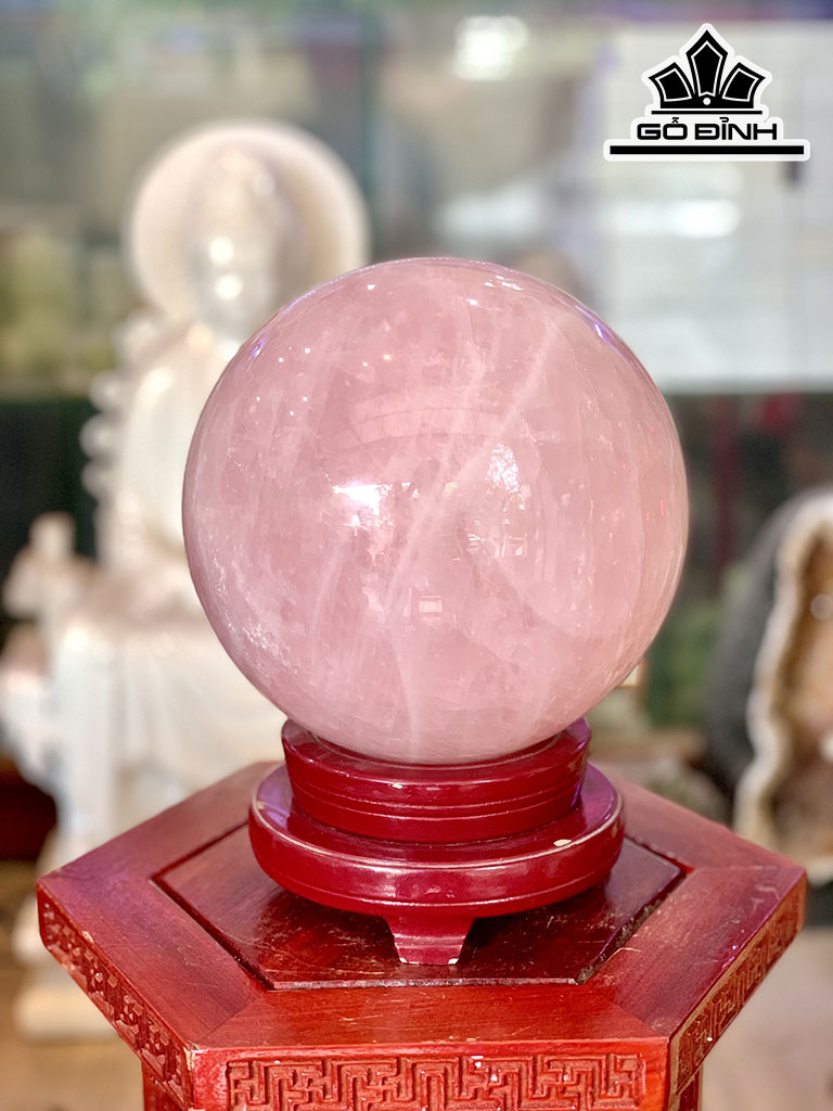 Bi Cầu Đá Thạch Anh Hồng Đường Kính 17 (cm) 7.85kg