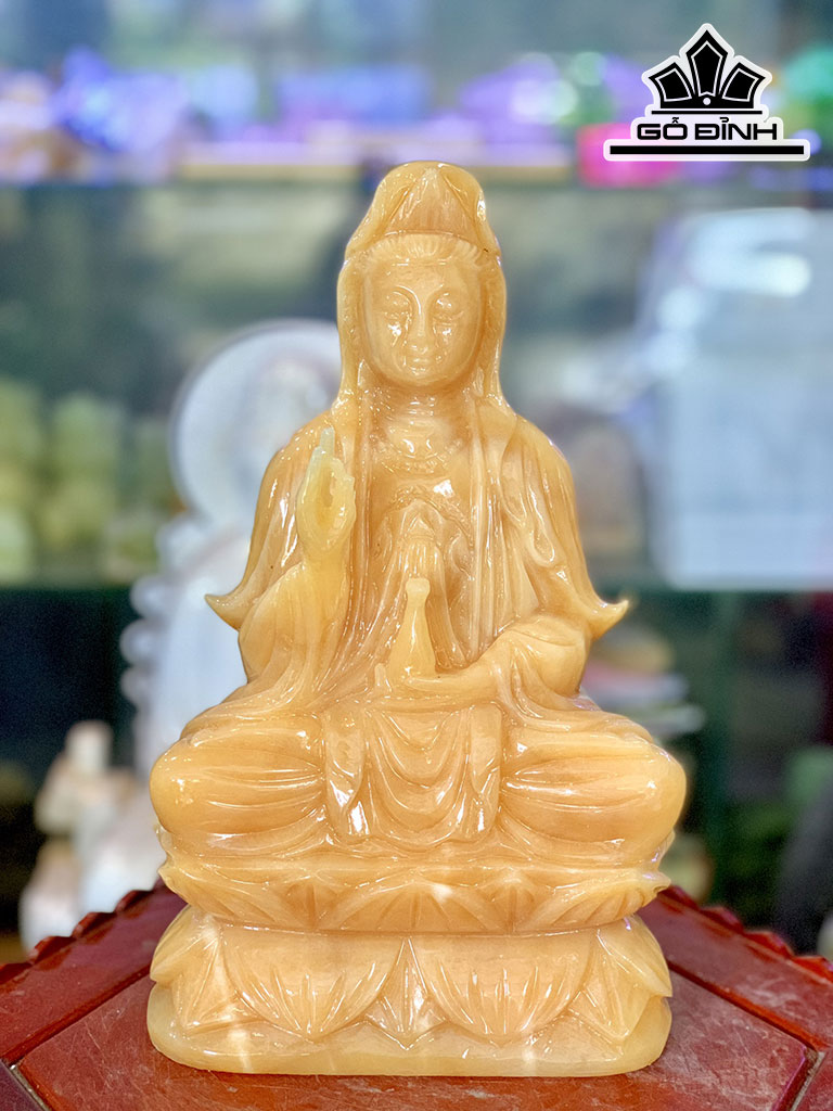 Tượng Mẹ Quan Âm Đá Ngọc Hoàng Long Cao 25 (cm)