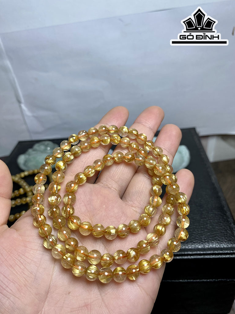 Chuỗi Đá Thạch Anh Tóc Vàng Đường Kính Hạt 6 (mm)