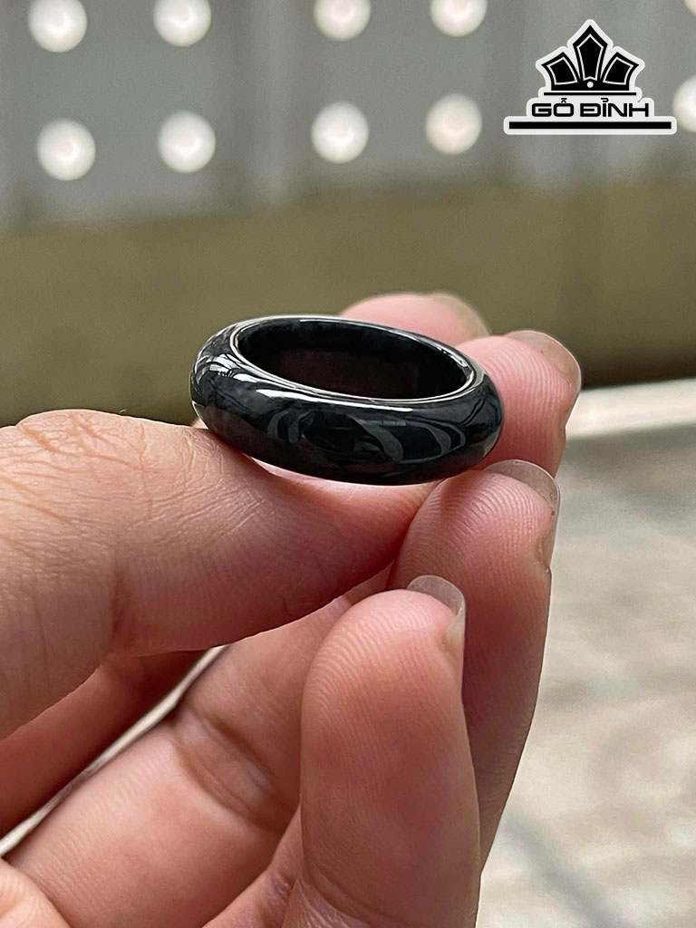 Nhẫn Đá Thạch Anh Đen Cao 16 Ngang 5,8 (mm)