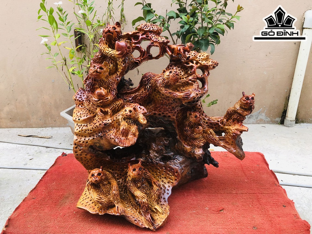 Tượng Khỉ Gỗ Hương Cao 44 Ngang 46 Sâu 25 (cm)