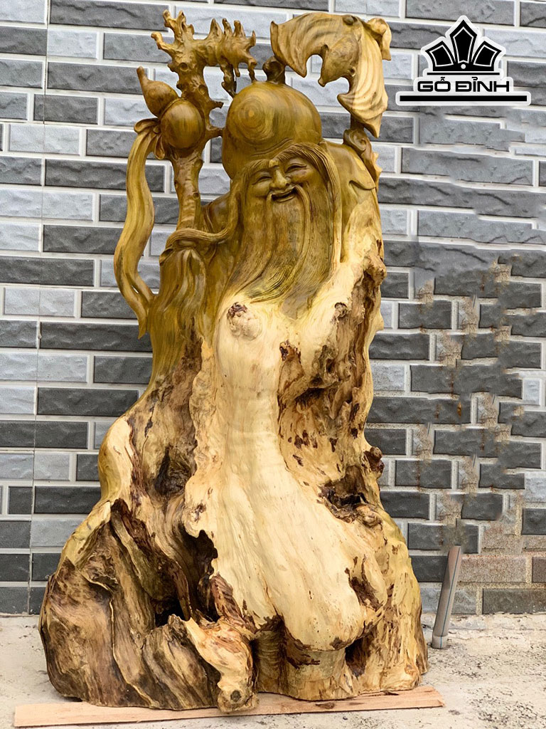 Tượng Ông Thọ Gỗ Nu Giáng Hương Cao 109 Ngang 64 Dài 28 (cm)
