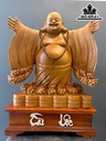 Tượng Phật Di Lặc Gỗ Hương Cao 54 Ngang 52 Sâu 20 Kỷ Cao 15 (cm)